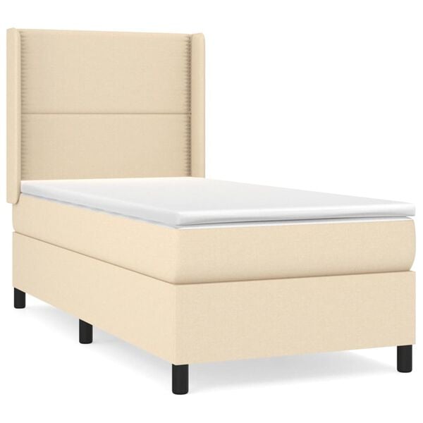 vidaXL Cama box spring con colch&oacute;n tela color crema 100x200 cm