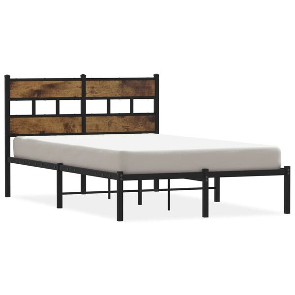 vidaXL Estructura de cama sin colchón metal roble ahumado 120x200 cm