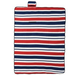 vidaXL Manta de picnic plegable terciopelo rayas rojo azul 200x150 cm