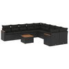 vidaXL Set de sof&aacute;s de jard&iacute;n 11 pzas y cojines rat&aacute;n sint&eacute;tico negro