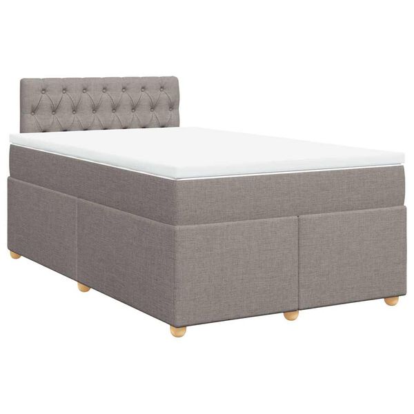 vidaXL Cama box spring con colch&oacute;n tela gris taupe 120x190 cm