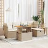 vidaXL Set sof&aacute;s jard&iacute;n y cojines 6 pzas rat&aacute;n sint&eacute;tico acacia beige
