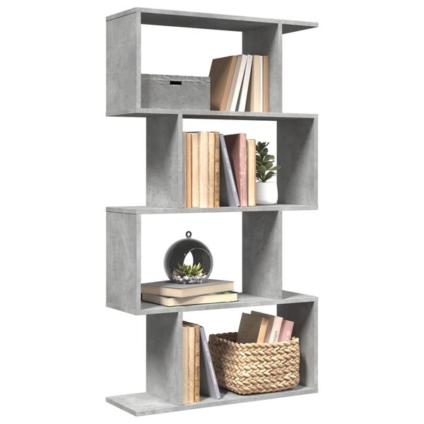 vidaXL Librer&iacute;a divisora 4 niveles madera gris hormig&oacute;n 70x24x129 cm