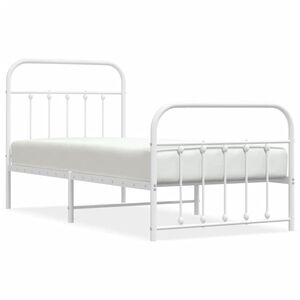 vidaXL Estructura cama sin colchón con estribo metal blanco 90x190 cm