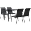vidaXL Juego de comedor para jard&iacute;n 5 piezas acero y textilene negro