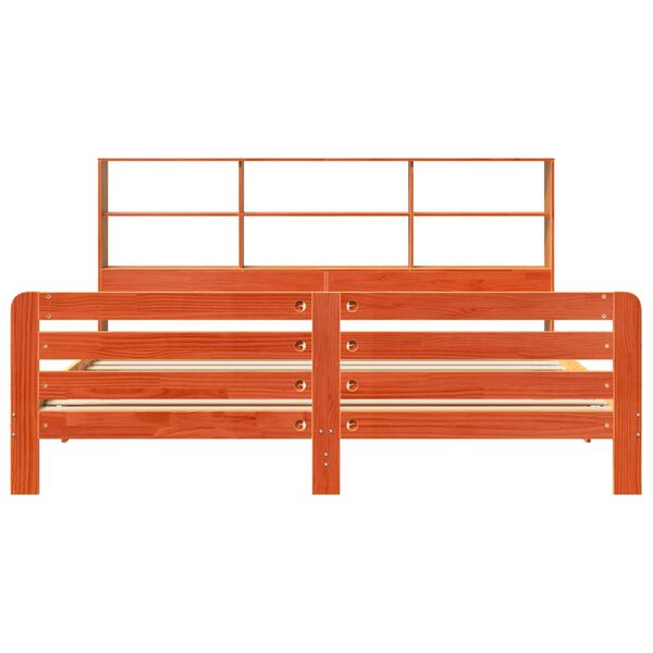vidaXL Cama sin colch&oacute;n madera maciza de pino marr&oacute;n cera 180x200 cm