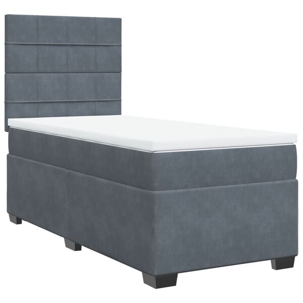 vidaXL Cama box spring con colch&oacute;n terciopelo gris oscuro 100x200 cm