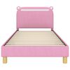vidaXL Cama para ni&ntilde;os con cabecero con cabecera Rosa 90 x 200 cm tela