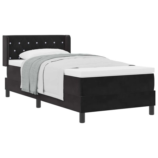 vidaXL Cama tipo Box Spring con colch&oacute;n Negro 200 x 90 cm Terciopelo