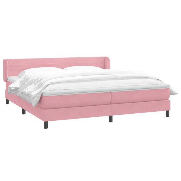 vidaXL Cama box spring con colchones terciopelo rosa 180x210 cm