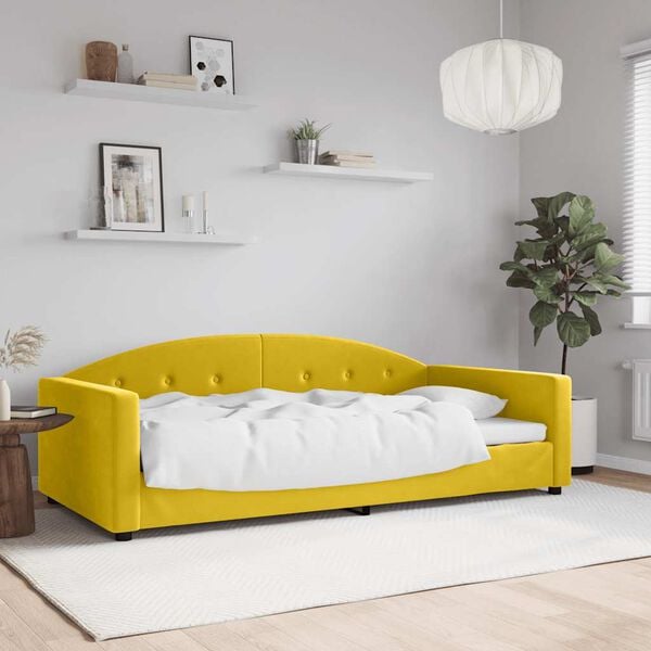 vidaXL Sof&aacute; cama sin colch&oacute;n terciopelo amarillo 100x200 cm