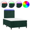 vidaXL Cama box spring colch&oacute;n y LED terciopelo verde oscuro 120x190cm