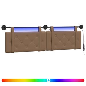 vidaXL Cabecero colgante Con luz LED Capuchino Cuero sint&eacute;tico