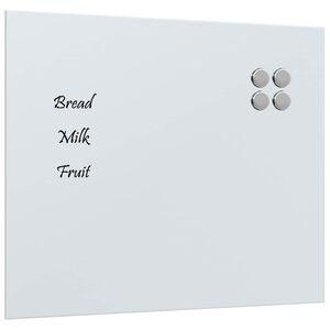vidaXL Pizarra magn&eacute;tica de pared vidrio templado blanco 60x50 cm