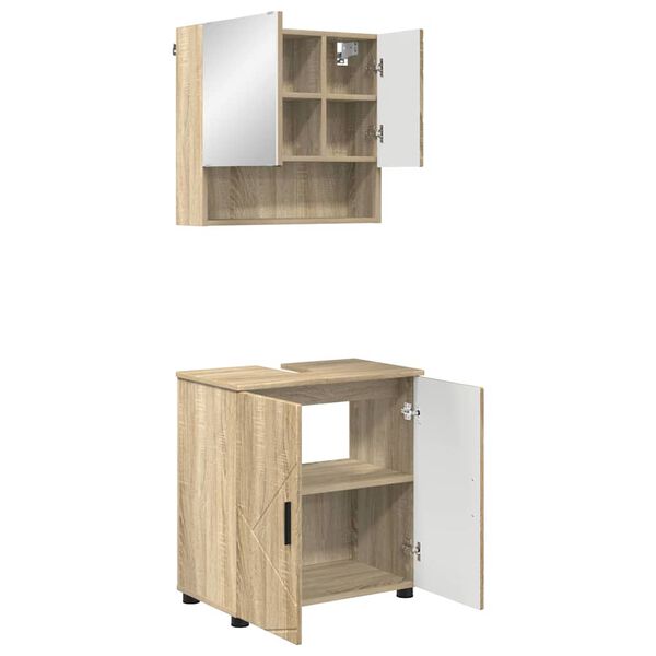 vidaXL Juego de muebles de ba&ntilde;o Montaje en la pared 2 pcs Roble Sonoma