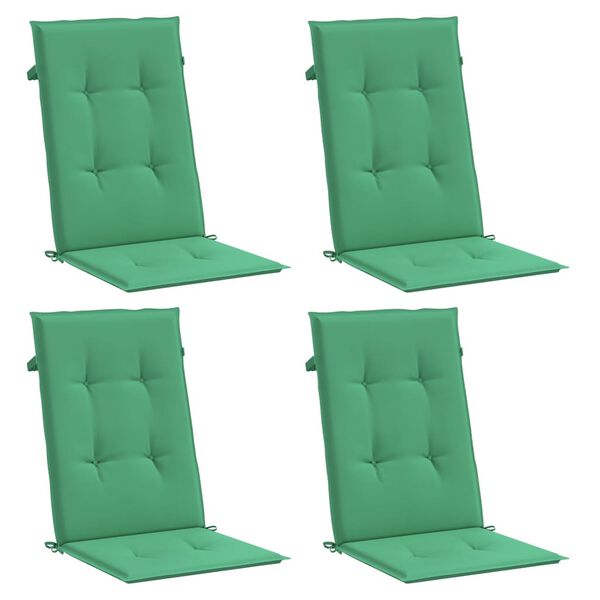 vidaXL Cojín silla de jardín respaldo alto 4 uds tela verde 120x50x3cm