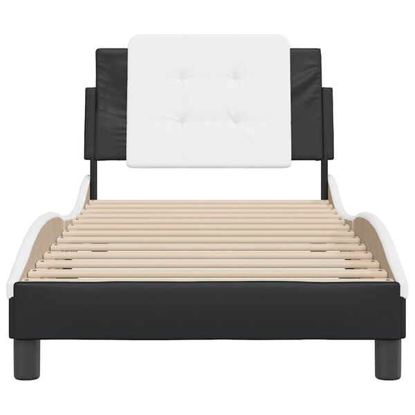 vidaXL Estructura de cama sin colch&oacute;n Zadar cuero sint&eacute;tico negro y blanco 80x200 cm