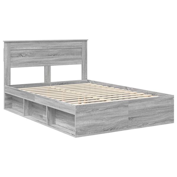 vidaXL Estructura de cama con cabecera Gris Sonoma 140 x 200 cm