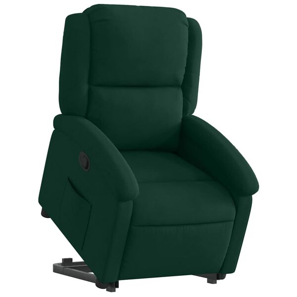vidaXL Sill&oacute;n reclinable elevable terciopelo verde oscuro