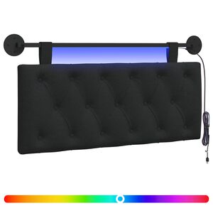 vidaXL Cabecero colgante Con luz LED Negro Tela