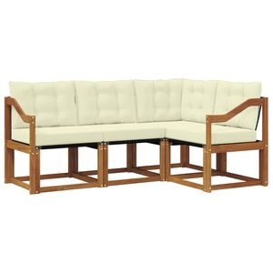 vidaXL Conjunto de sof&aacute;s de exterior con coj&iacute;n 4 pcs Natural y Crema