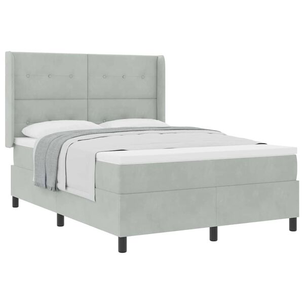 vidaXL Cama tipo Box Spring Gris claro 140 x 190 cm Terciopelo