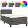vidaXL Cama box spring colch&oacute;n y LED terciopelo gris oscuro 100x200 cm