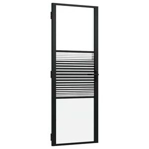 vidaXL Puerta de Vidrio Rayado Negro 76 x 3,5 x 201,5 cm Aluminio