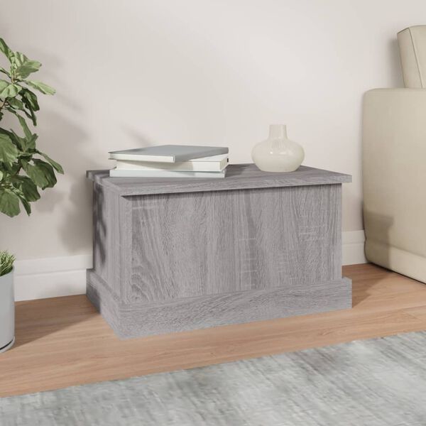 vidaXL Baúl almacenaje madera contrachapada gris sonoma 50x30x28 cm