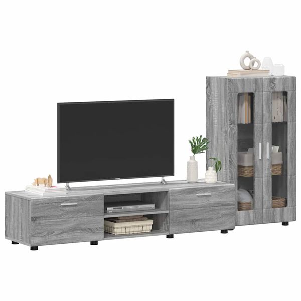 vidaXL Conjunto de mueble de TV Gris Sonoma Madera de ingenier&iacute;a