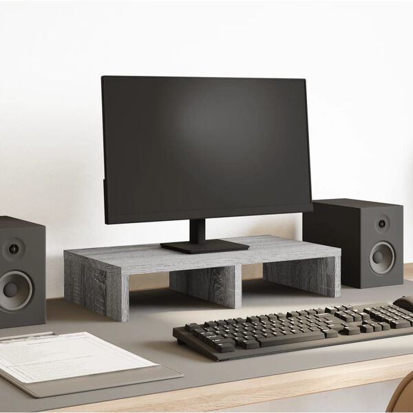 vidaXL Soporte de pantalla madera ingenier&iacute;a gris Sonoma 50x27x10 cm