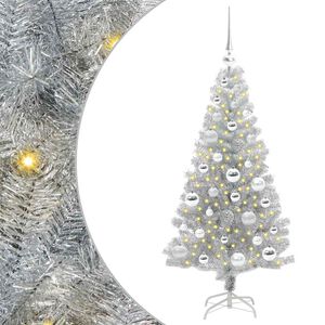 vidaXL &Aacute;rbol de Navidad con 150 LED con soporte Plateado 120 cm PET