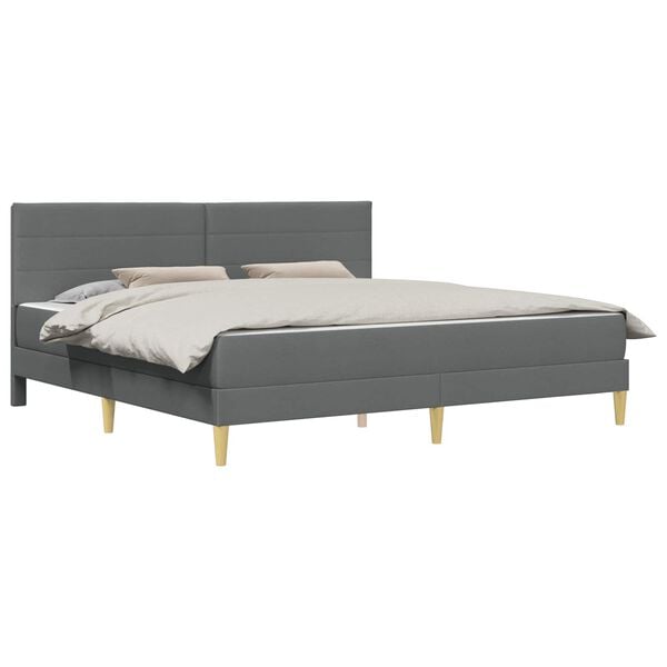 vidaXL Estructura de cama con colch&oacute;n Gris oscuro 180 x 200 cm tela