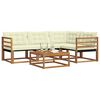 vidaXL Conjunto de sof&aacute;s de exterior con coj&iacute;n 5 pcs Natural y Crema