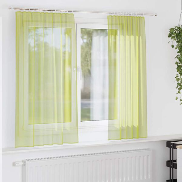 vidaXL Cortinas de gasa con bolsillos para varillas 2 uds. verde