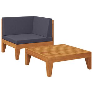 vidaXL Muebles de jard&iacute;n 2 piezas con cojines madera maciza de acacia