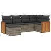vidaXL Set de muebles de jard&iacute;n 6 pzas y cojines rat&aacute;n sint&eacute;tico gris