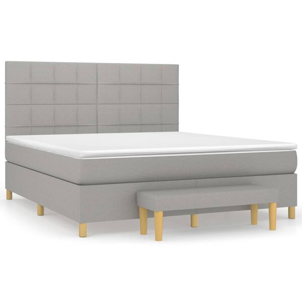 vidaXL Cama box spring con colch&oacute;n tela gris claro 180x200 cm