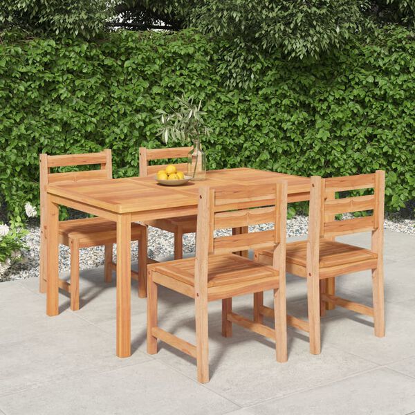 vidaXL Juego de comedor para jard&iacute;n 5 piezas madera maciza de teca