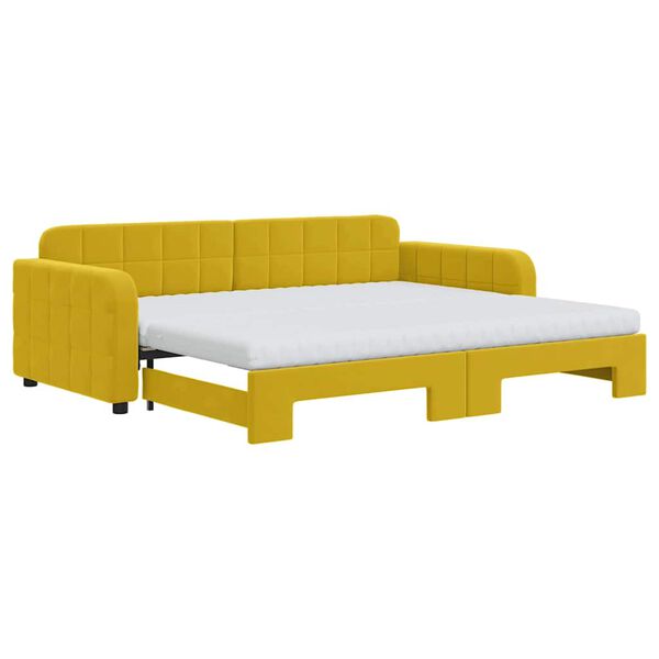 vidaXL Sof&aacute; cama nido con colch&oacute;n terciopelo amarillo 90x200 cm