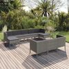 vidaXL Set de muebles de jard&iacute;n 10 pzas y cojines rat&aacute;n sint&eacute;tico gris