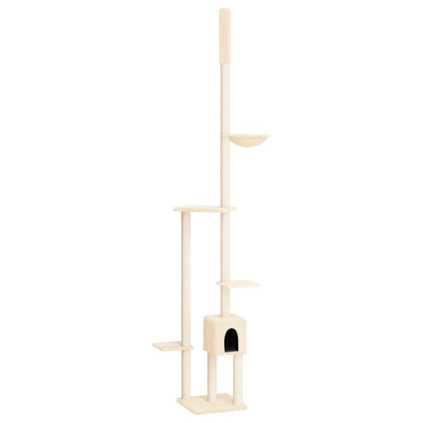 vidaXL &Aacute;rbol rascador para gatos de suelo a techo crema 258,5-284,5 cm