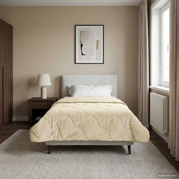 vidaXL Edred&oacute;n de Invierno Acolchado Crema 140 x 200 cm