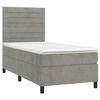 vidaXL Cama box spring colch&oacute;n y LED terciopelo gris claro 90x200 cm