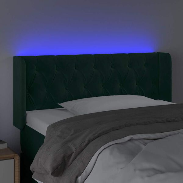 vidaXL Cabecero con LED de terciopelo verde oscuro 93x16x78/88 cm