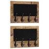 vidaXL Percheros de pared con 4 ganchos 2 uds madera maciza de mango