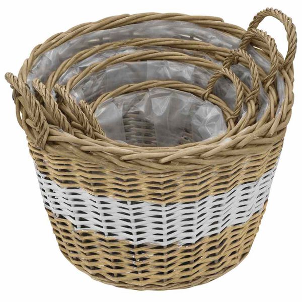 vidaXL Arriate de mimbre con forro de PE 4 unidades