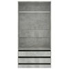 vidaXL Armario de madera contrachapada gris hormigón 100x50x200 cm