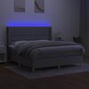 vidaXL Cama box spring colch&oacute;n y luces LED tela gris claro 160x200 cm