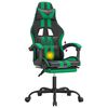 vidaXL Silla gaming giratoria y reposapi&eacute;s cuero sint&eacute;tico negro verde